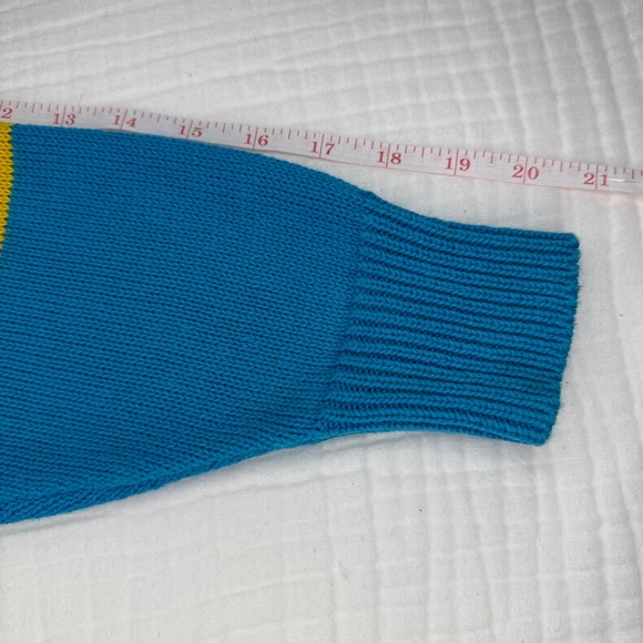 Vintage 80s/90s? I.B. Diffusion cotton blend funky blue mock neck sweater size M - Picture 9 of 14